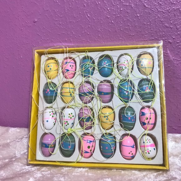 NEW Vintage Wood Easter Tree Ornaments Retro Rabbits Eggs Birds NWT Home Holiday - Picture 4 of 9